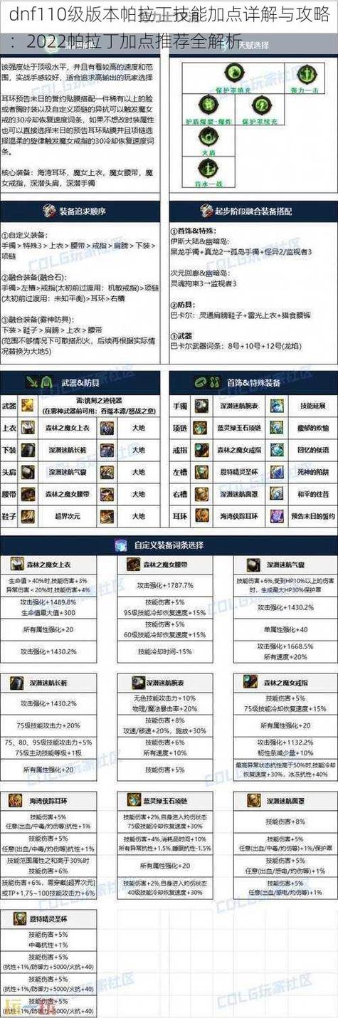 dnf帕拉丁加点2024攻略，刷图团本两套方案解析