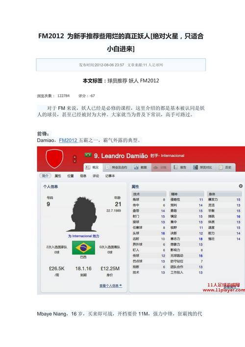 fm2012妖人中场推荐(这些球员性价比高值得签约)