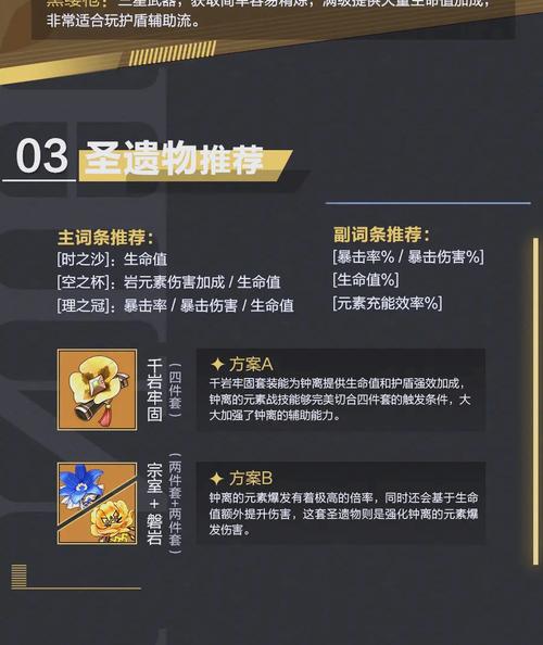 钟离圣遗物武器如何选？平民玩家高性价比搭配指南
