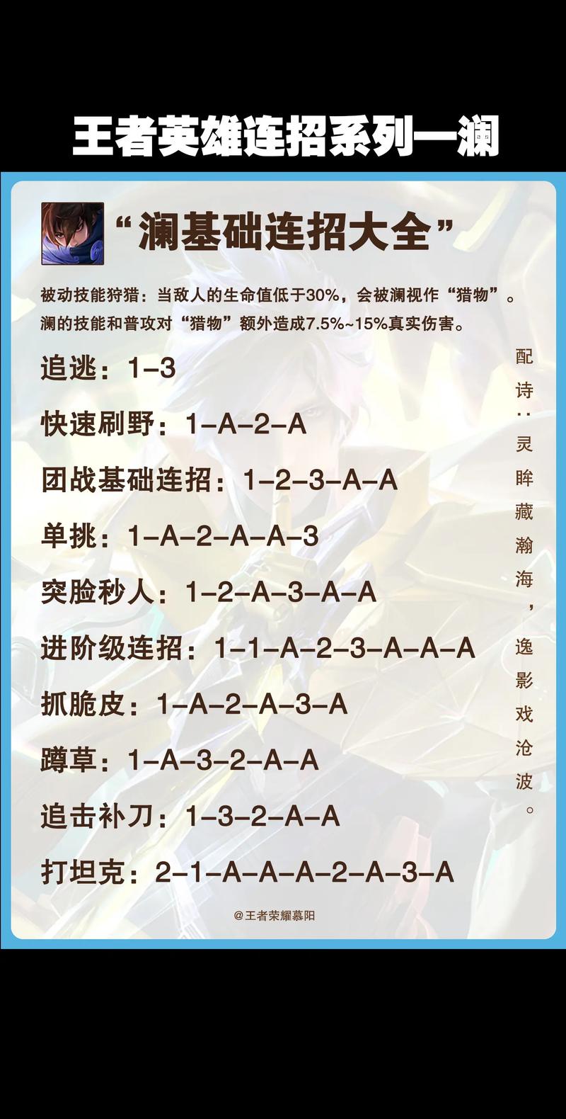 澜王者荣耀连招是什么？这套连招秒脆皮必备！