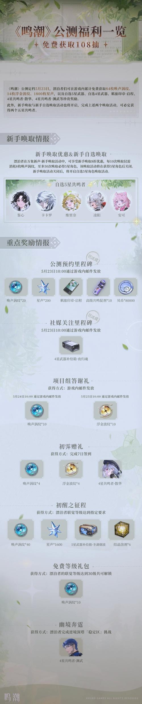 鸣潮什么时候开服？公测时间定了第一时间进！