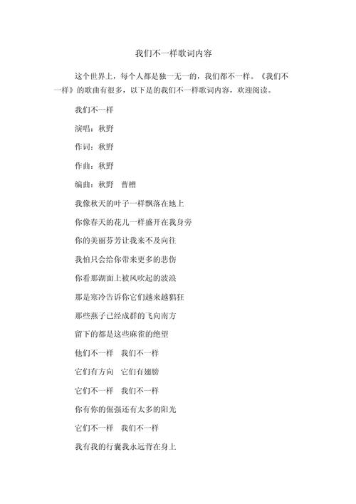 我们不一样歌词完整版推荐？(免费获取最佳版本资源)