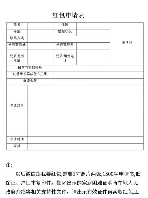 红包申请表