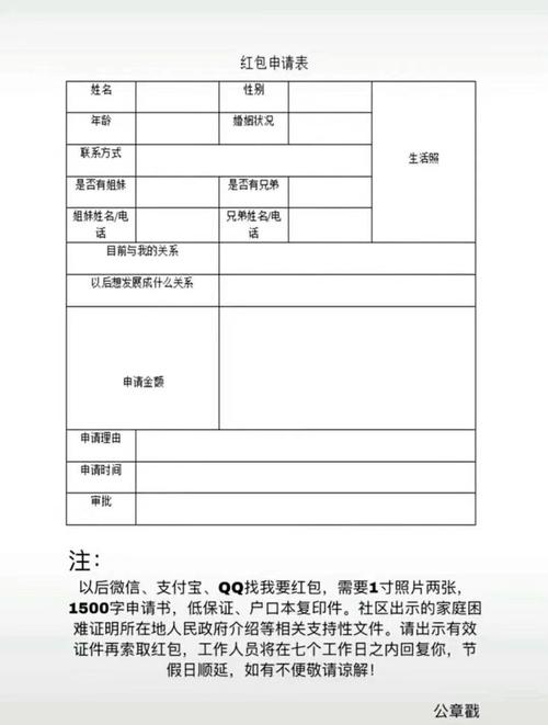红包申请表